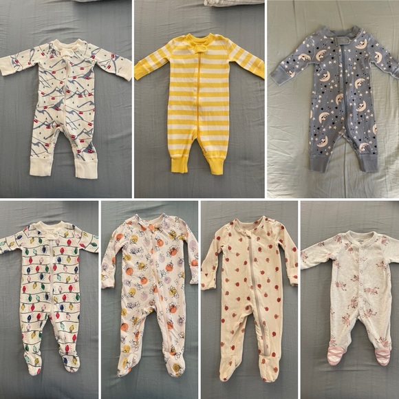 Bundle of 7 footies/sleepers 0-3mo (Hanna Andersson, Tea Collection, Carter’s) - Picture 1 of 10